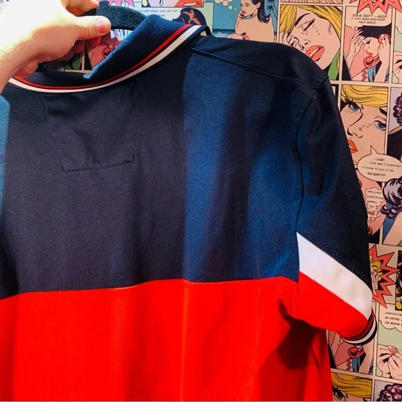 Nautica A-Bit Trimmer Colorblock Zip Polo Navy/Red/White Y2K Sailing Shirt L - Picture 8 of 8